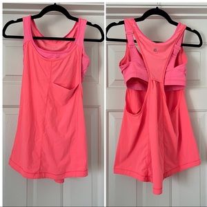 Lululemon Pink Orange Tank - Built in bra - 4